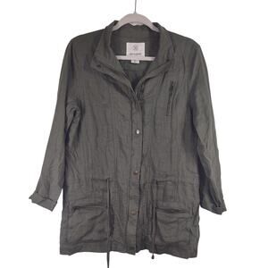 Artisan NY Linen Utility Coat, Army Green, Size Small